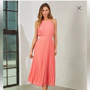 Vici Liamara Pleated Halter Midi Dress